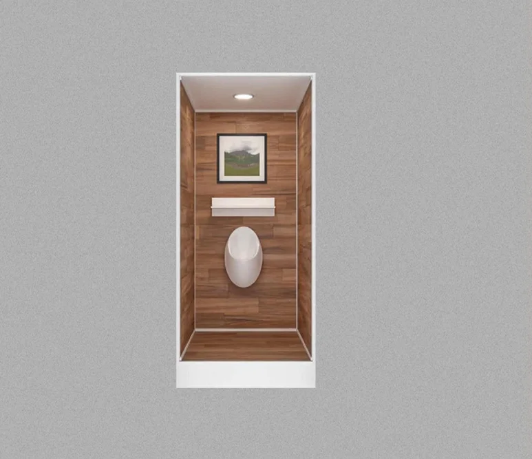Mingitorio presidencial con acabados en madera — Baño móvil Luvory